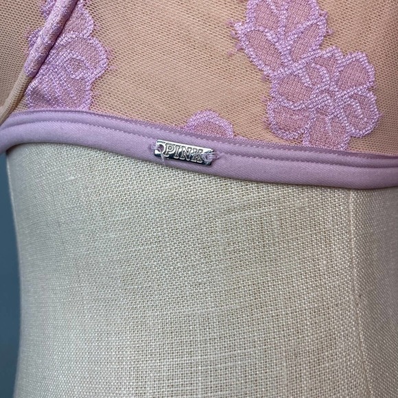 PINK Victoria's Secret Purple Beige Lightly Lined Hibiscus Underwire Bra 34DD - Picture 8 of 12